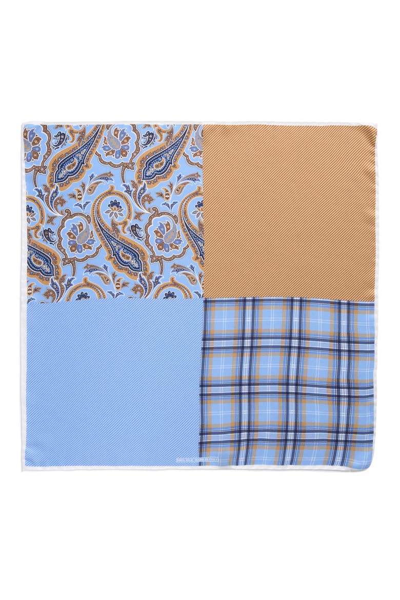 Panel Silk Pocket Square, Alternate, color, LT BLUE