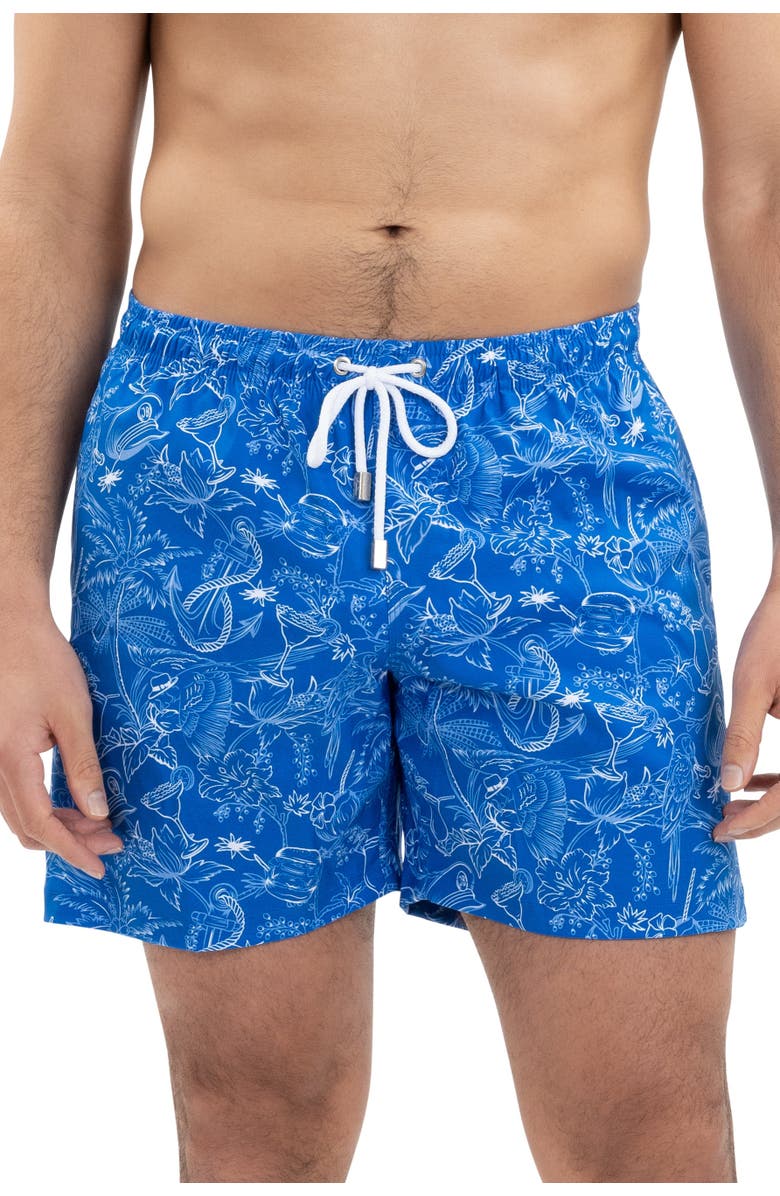 Kenny Flowers The Margaritaville Ode to Jimmy Swim Trunks, Main, color, Blue