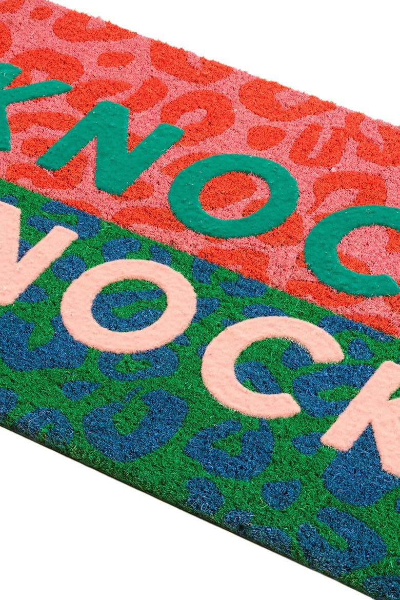 Kerala Knock Knock Coir Doormat 18" x 30", Alternate, color, Pink-Green