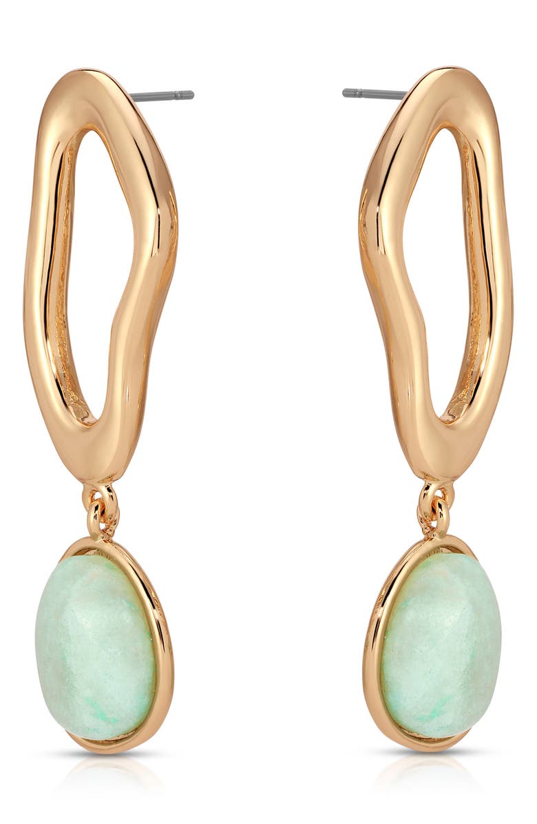 Ettika Organic Wave Semiprecious Stone Earrings, Alternate, color, Amazonite And Gold