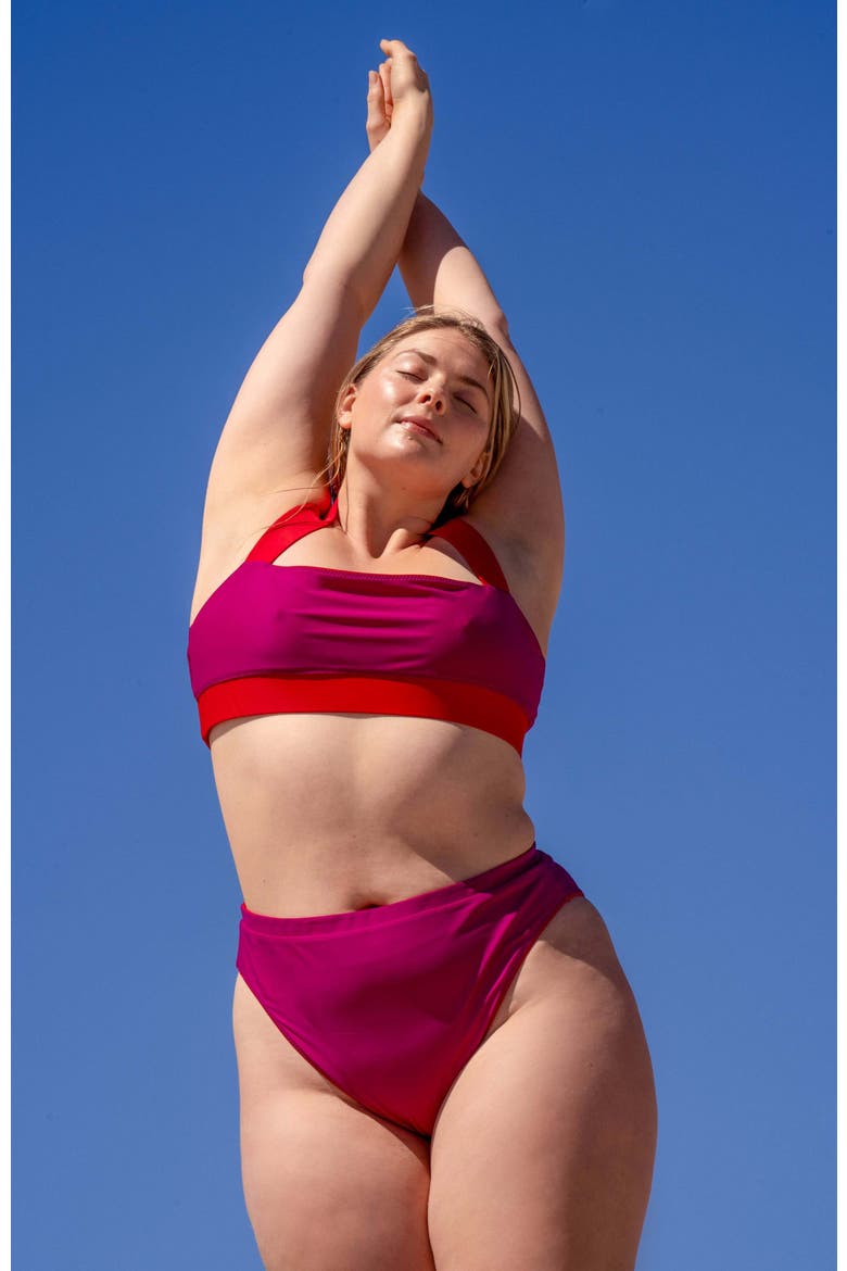The Reversible High Waisted Bikini Brief, Alternate, color, Hyper Red/Berry