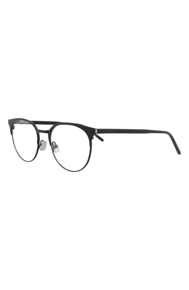 Saint Laurent 52mm Round Optical Glasses, Alternate, color, Black Black Transparent