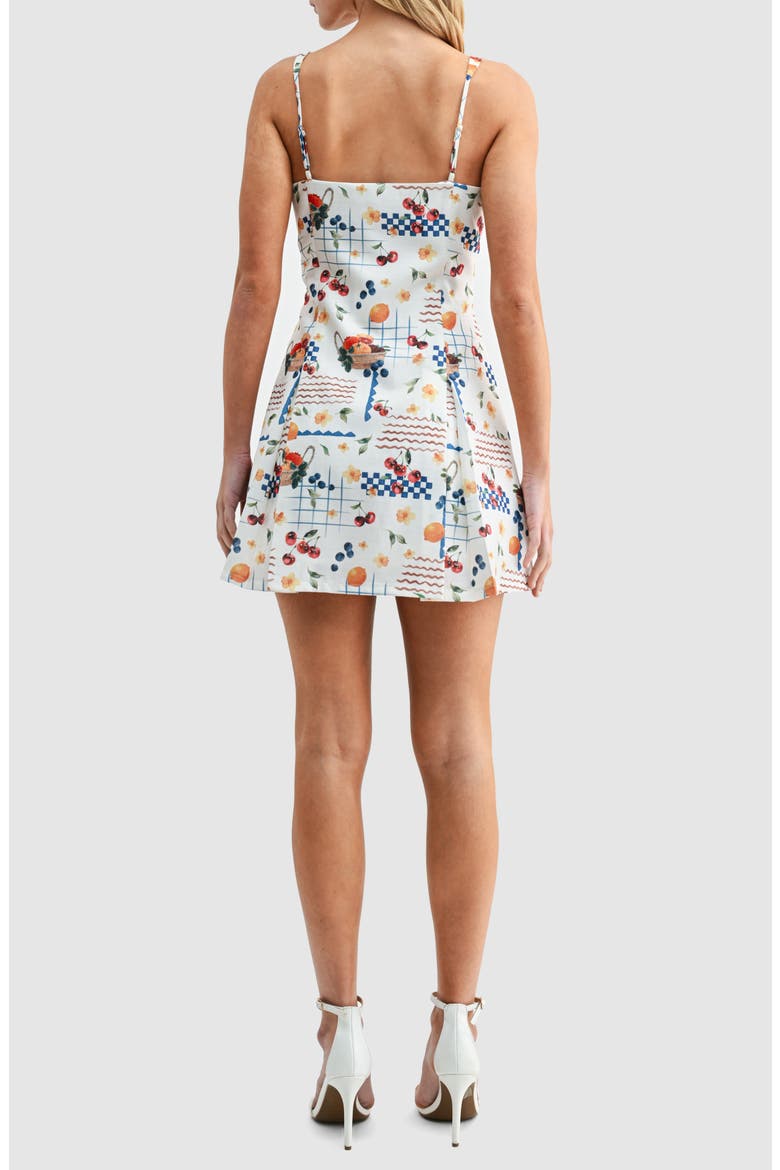 fruit print mini dress Multicolor Fruit Garden Red Smocked Balloon Mini Dress