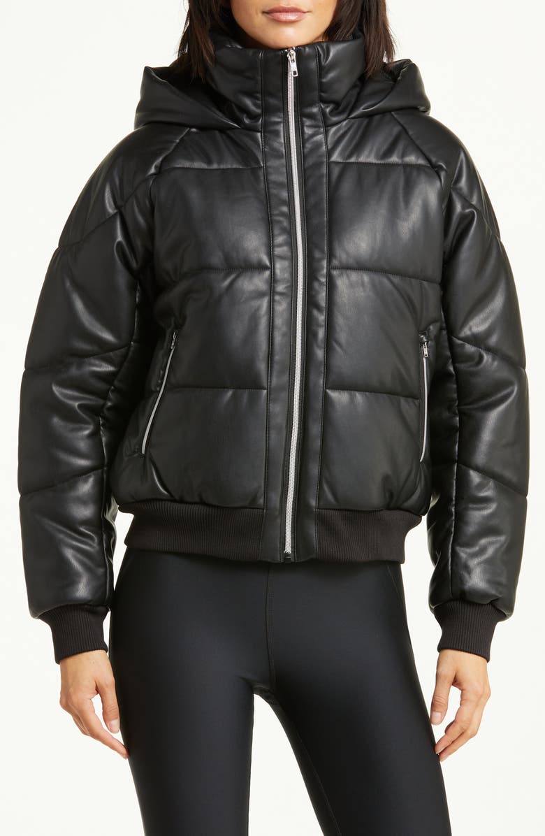 Alo Boss Faux Leather Puffer Coat, Alternate, color, 