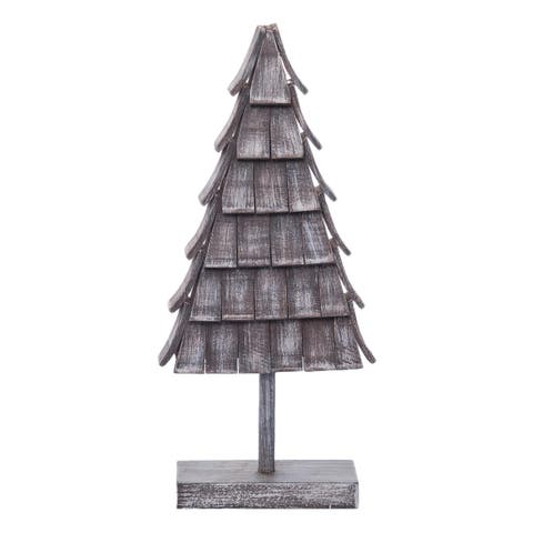 Gray Wood Christmas Layered Tree Decorative Tabletop Sculpture