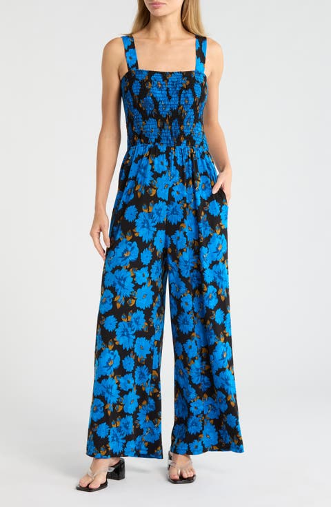 Smocked Knit Sleeveless Jumpsuit