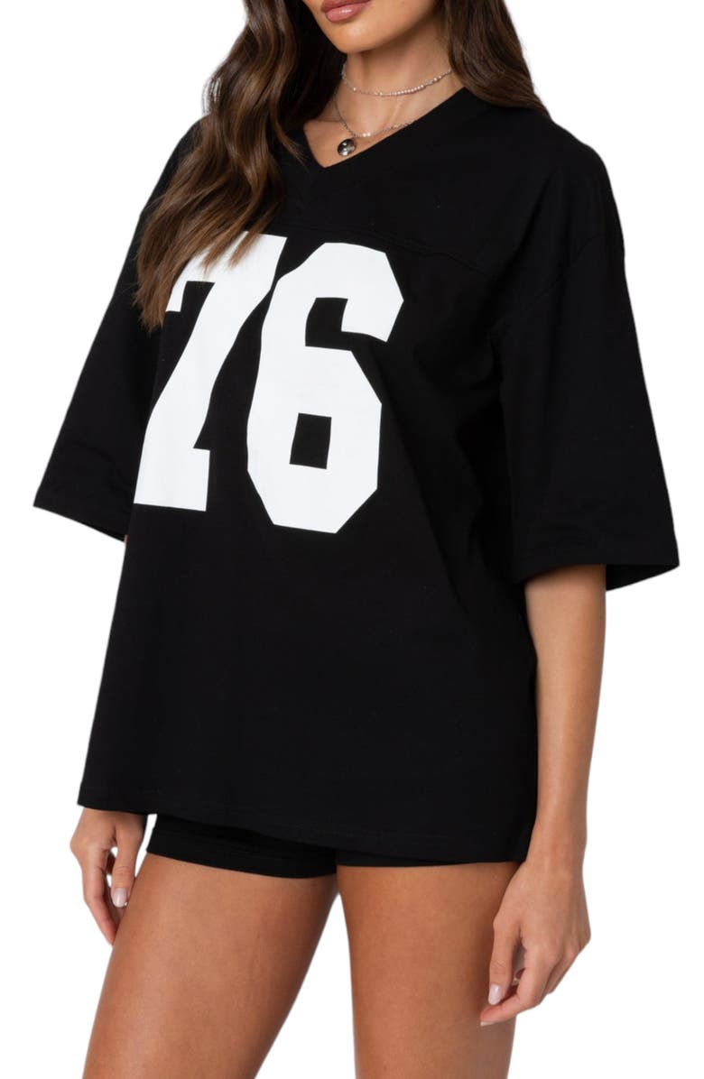 EDIKTED 76 Oversize Cotton Graphic T-Shirt, Alternate, color, Black