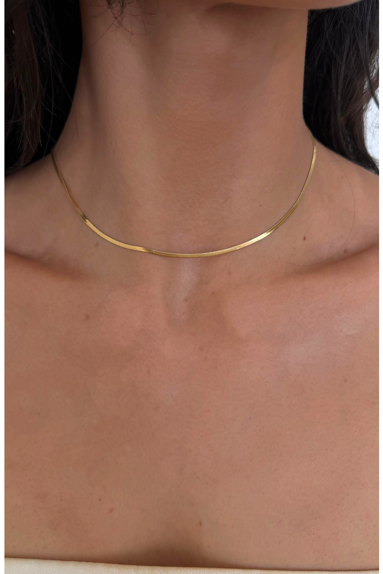 Dainty Herringbone Necklace, Alternate, color, Gold