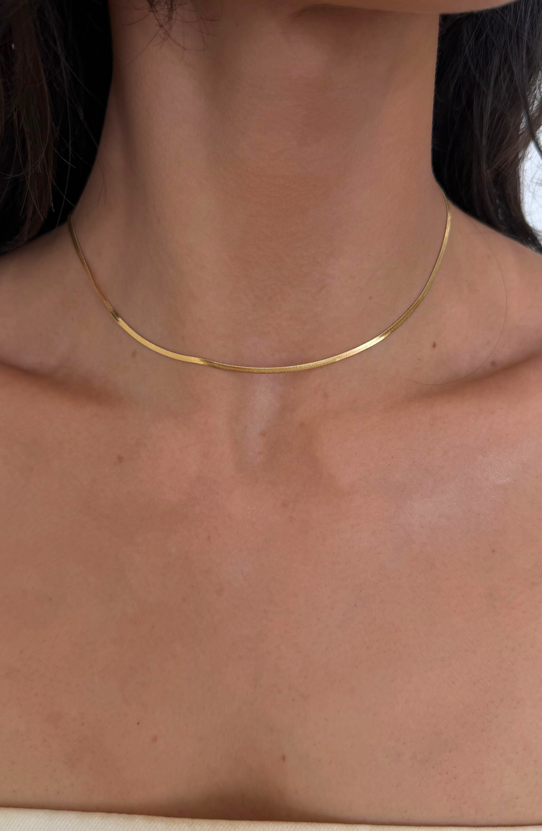 CUFFED BY NANO Dainty Herringbone Necklace, Alternate, color, Gold