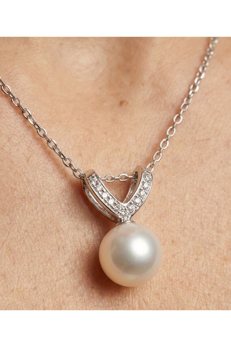 South Sea Pearl & Diamond Belissima Pendant, Alternate, color, White Gold