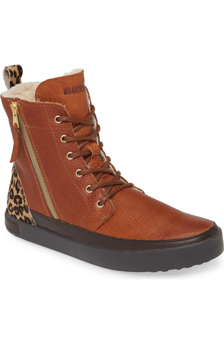 Blackstone 'CW96' Genuine Shearling Lined Sneaker Boot, Main, color, Leopard Print Leather