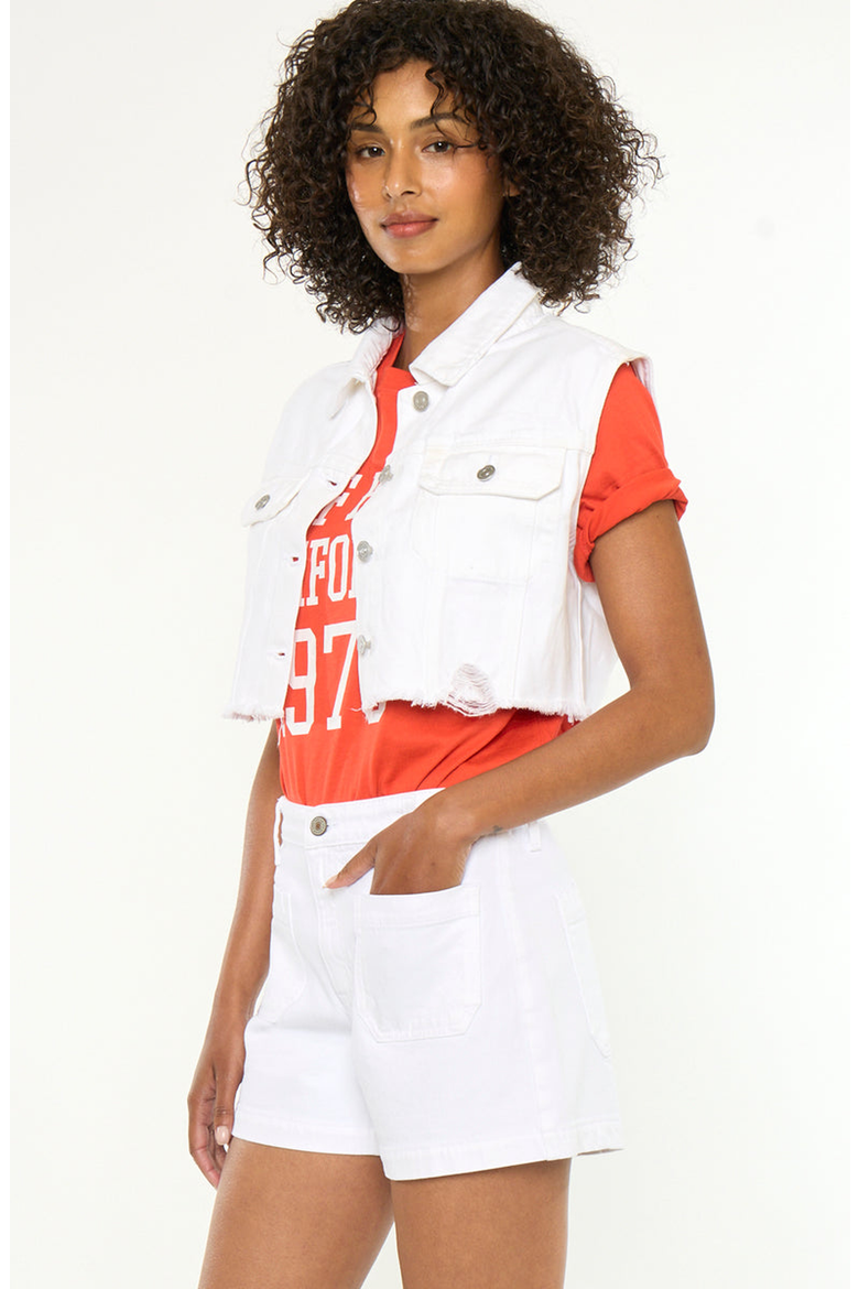 Shay Cropped 90s Denim Vest, Alternate, color, White