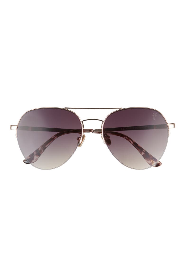 56mm Gradient Semi Rimless Aviator Sunglasses, Main, color, GOLD