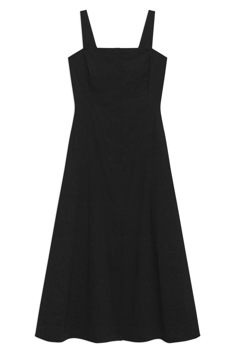 Square Neck Midi Dress, Alternate, color, BLACK