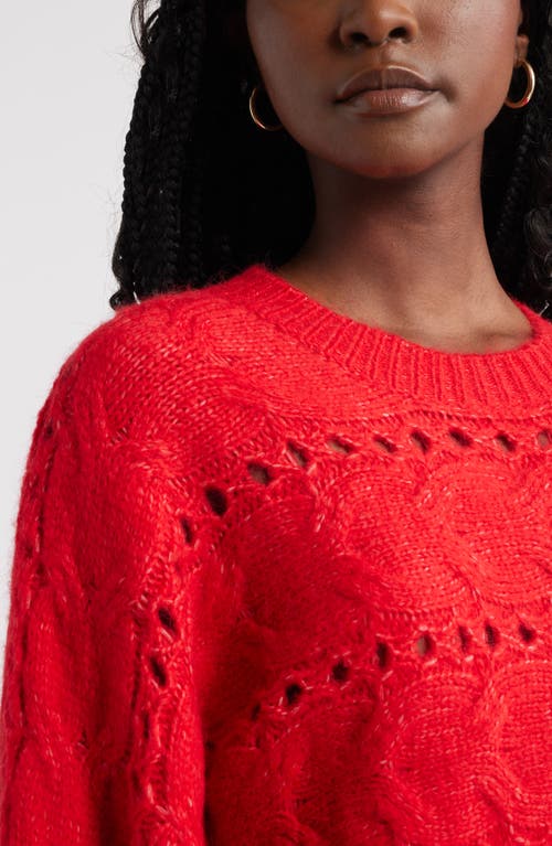 Treasure & Bond Cable Crewneck Sweater In Red