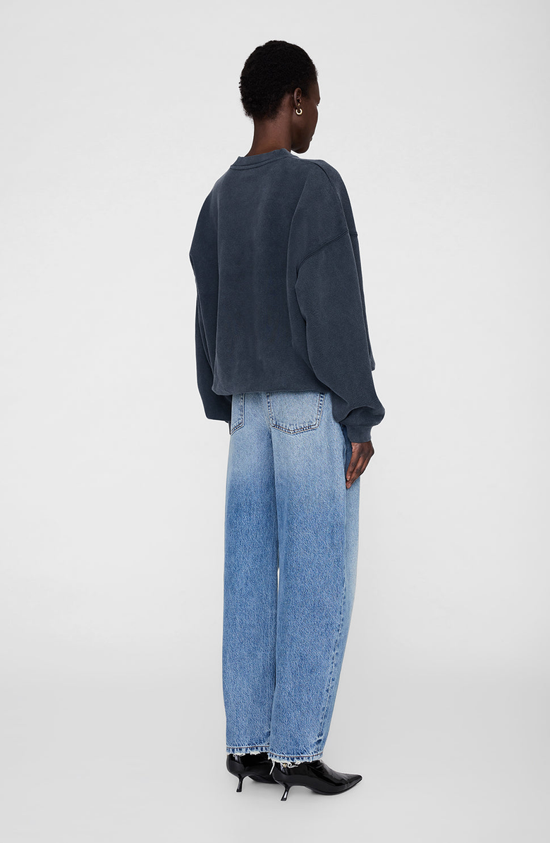 ANINE BING Harvey Crew Sweatshirt Snake, Alternate, color, Washed Black