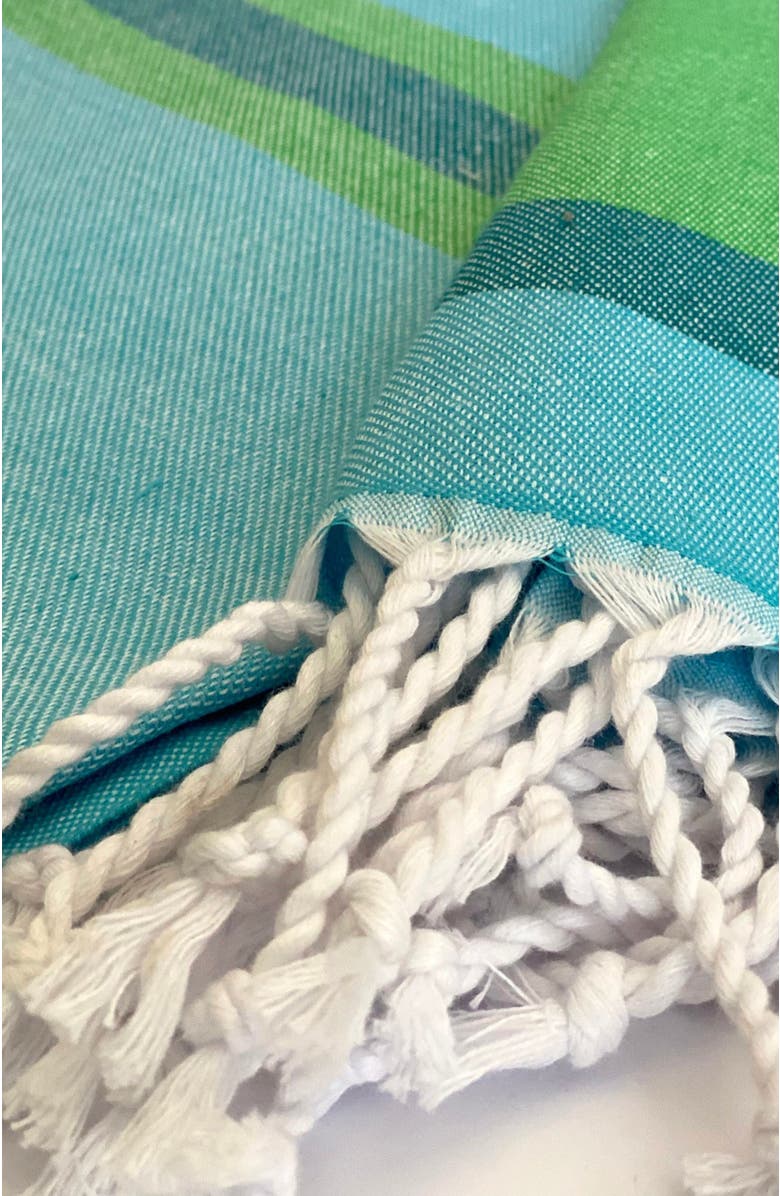 Eco Hilana Samara Striped Sustainable Turkish Towel Green, Alternate, color, Green