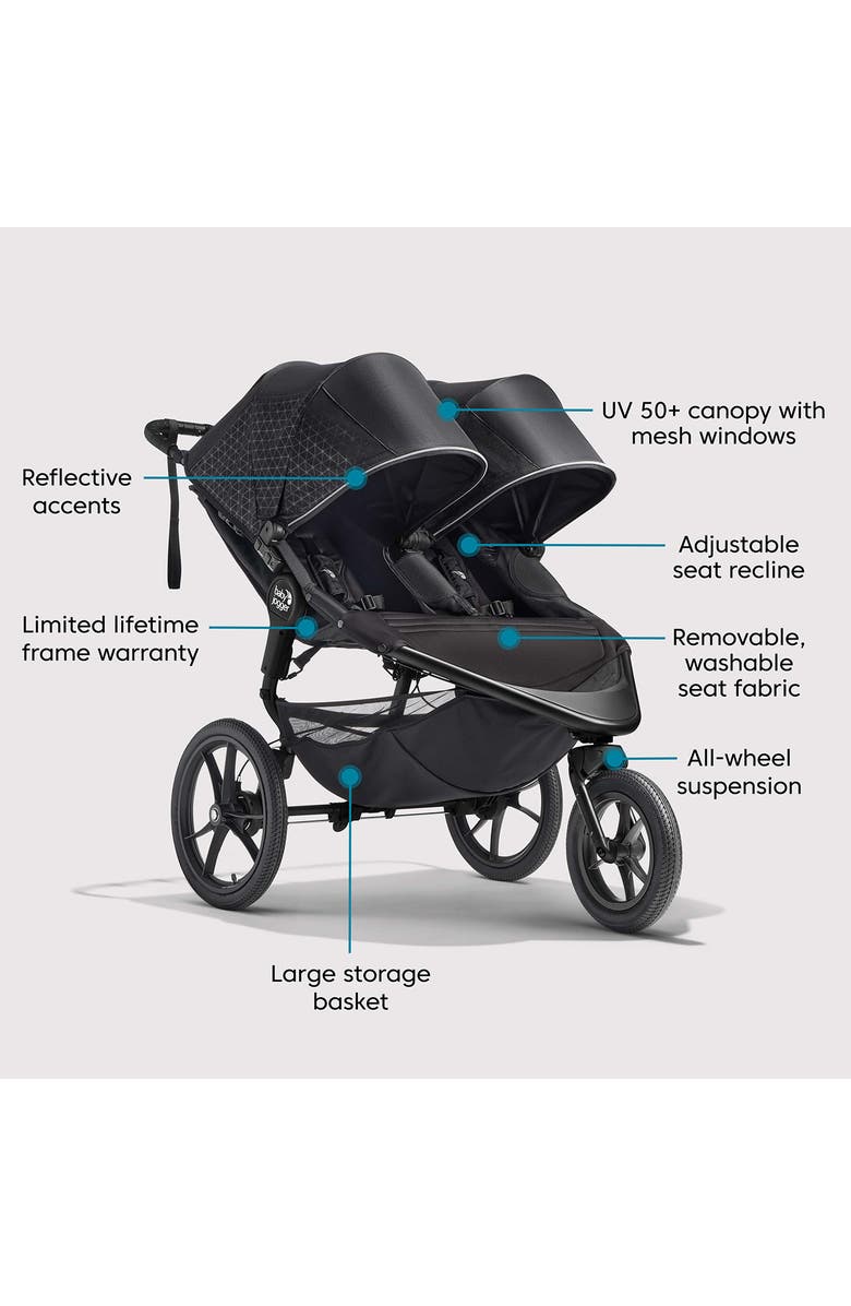 Baby Jogger Summit<sup>™</sup> X3 Double Jogging Stroller, Alternate, color, Midnight Black