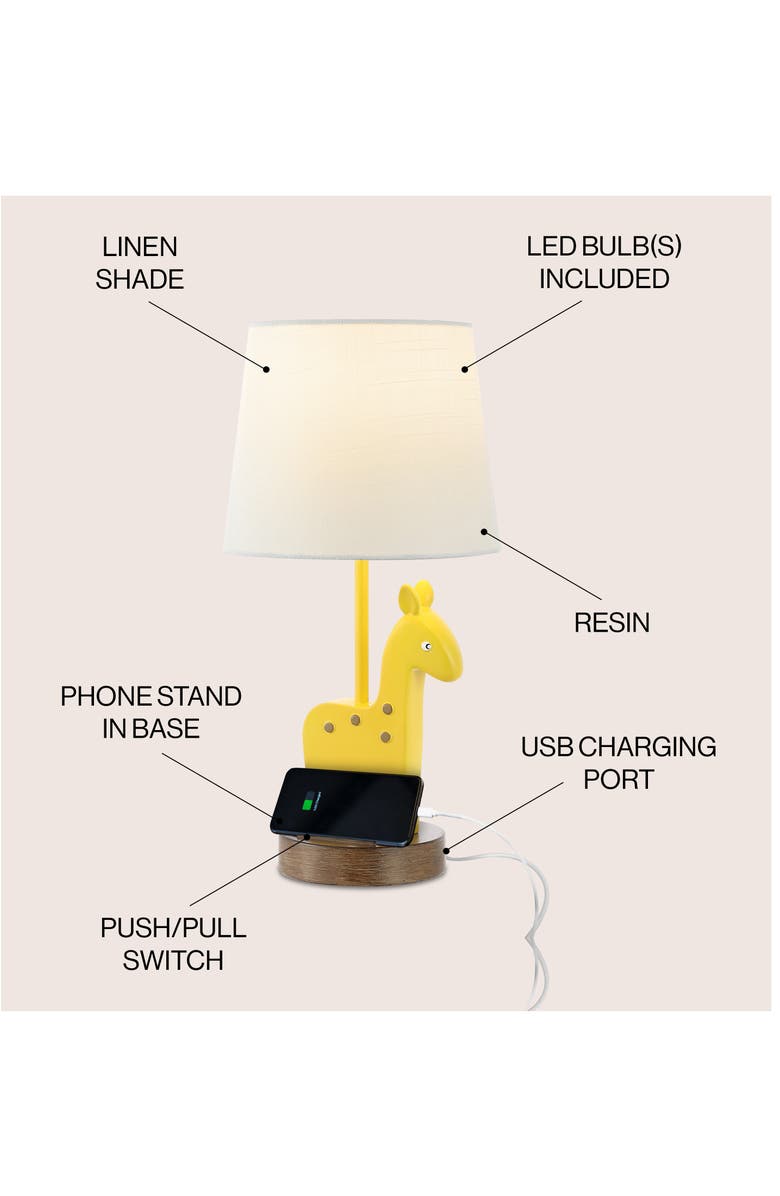 JONATHAN Y Sahara 17.5" Mid-Century Vintage Iron/Resin Giraffe LED Kids
Table Lamp with Phone Stand and USB Charging Port, Yellow, Alternate, color, Yellow