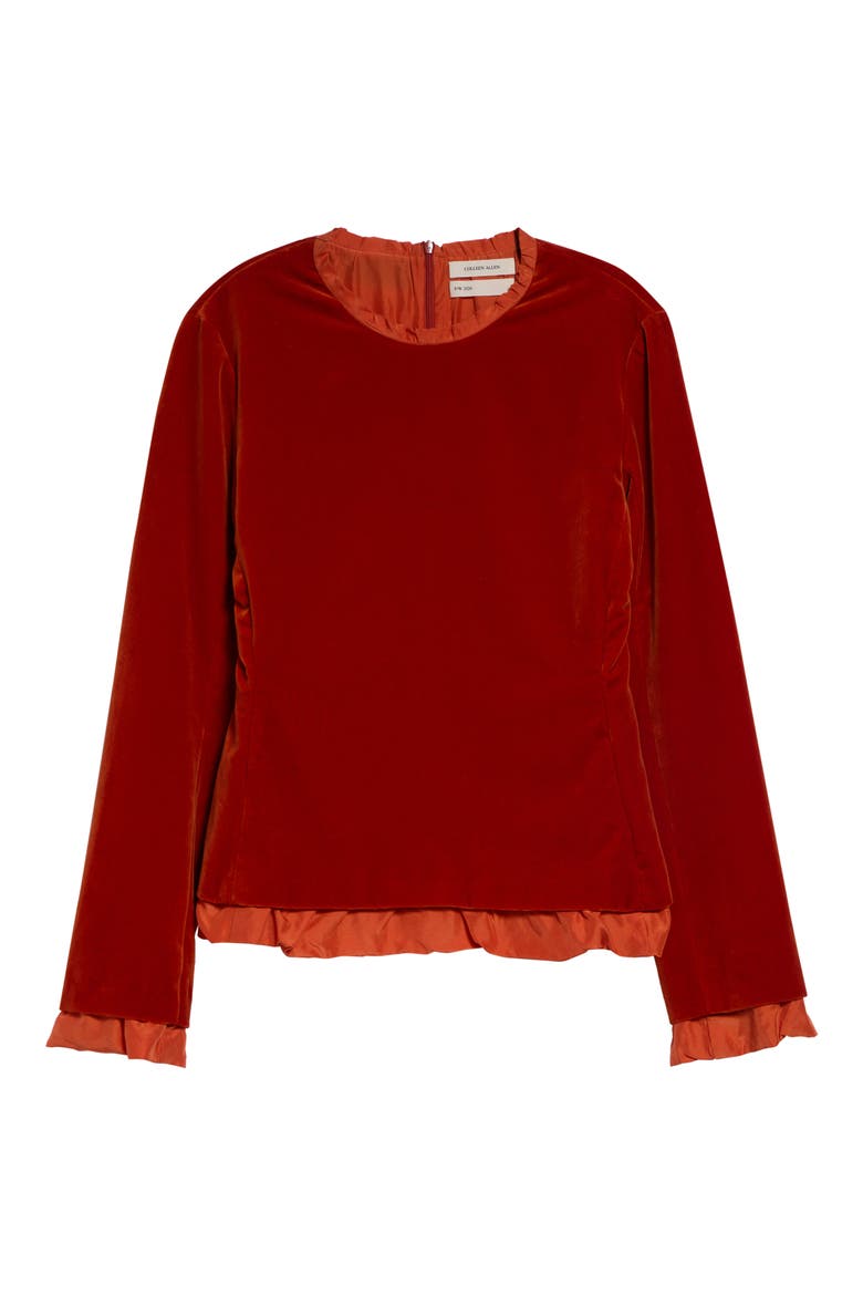 Velvet Crewneck Shirt, Alternate, color, DEEP PERSIMMON