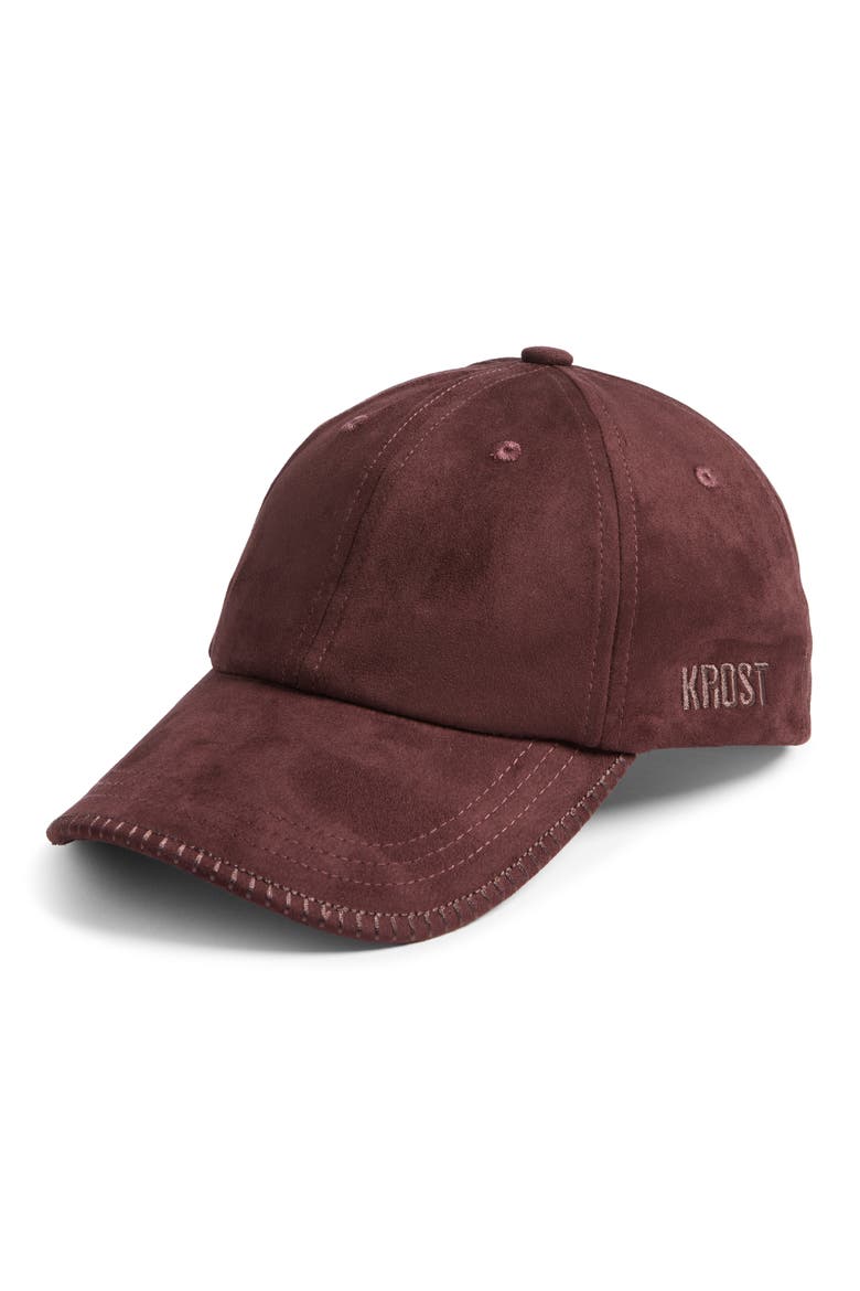 Faux Suede Adjustable Baseball Cap, Main, color, CHOCOLATE PLUM