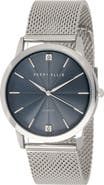 Perry Ellis 3-Hand Quartz Diamond Solitaire Mesh Strap Watch, 41mm