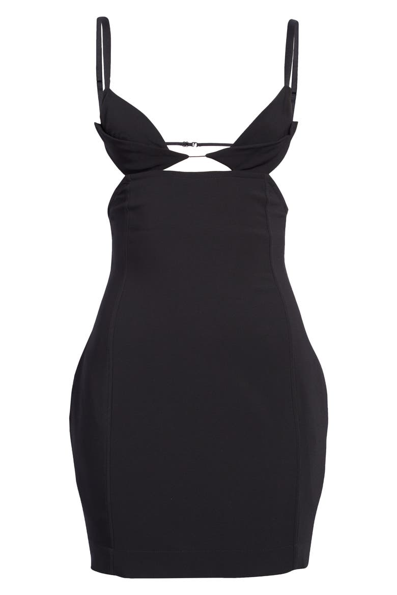 Cutout Bustier Minidess, Alternate, color, BLACK