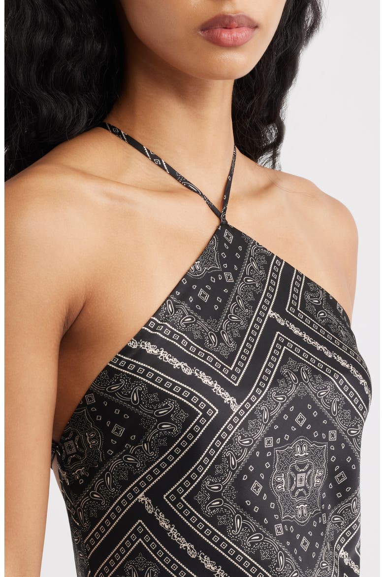 Tate Bandana Print Midi Dress, Alternate, color, BLACK/ IVORY