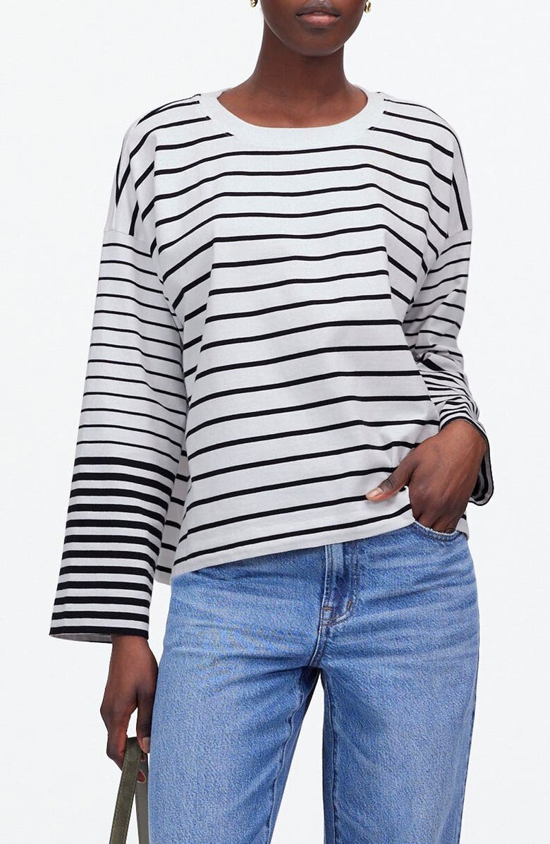 Madewell Easy Stripe Crewneck Long Sleeve T-Shirt, Main, color,