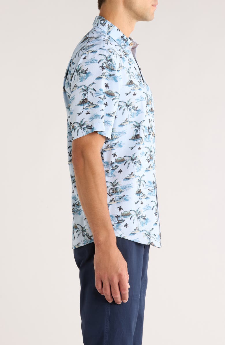 Tommy Bahama Coastal Ease Beachfront Paradise IslandZone<sup>®</sup> Short Sleeve Button-Up Shirt, Alternate, color, Dusty Larkspur