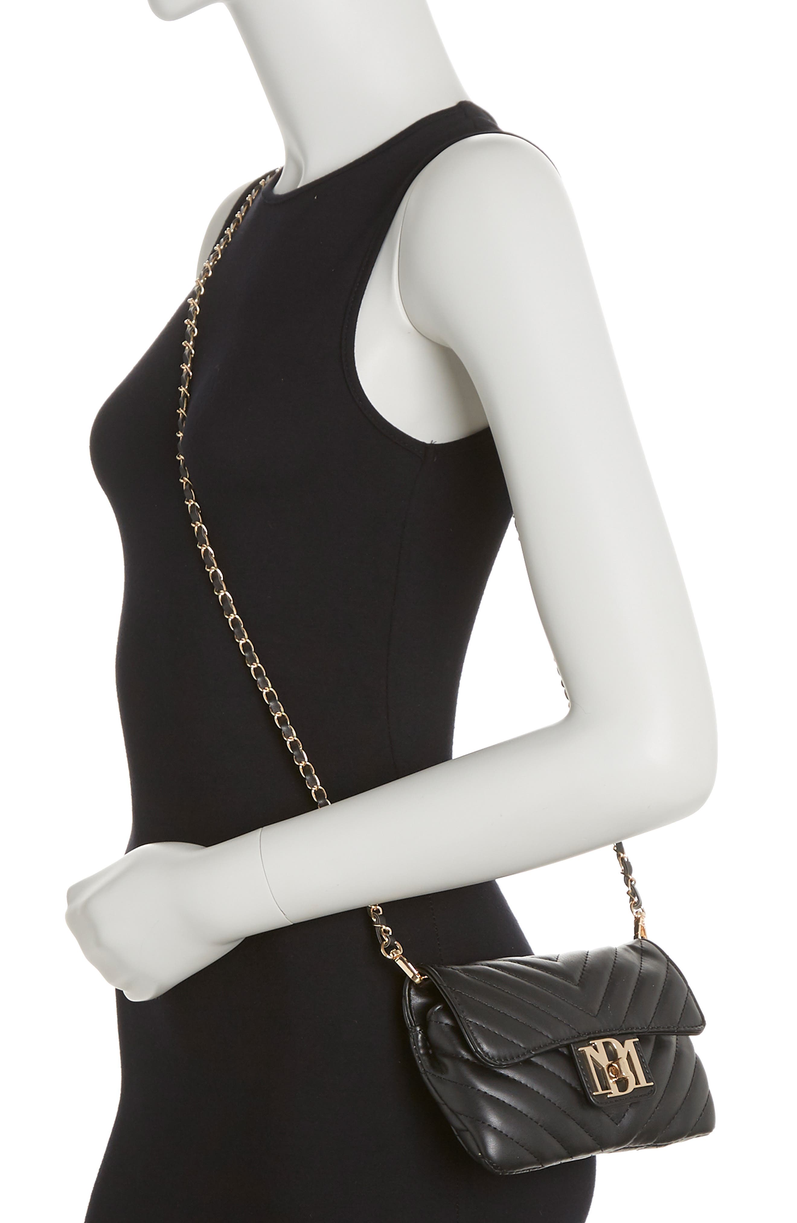 Badgley Mischka Collection Quilted Phone Crossbody Bag, Alternate, color, Black