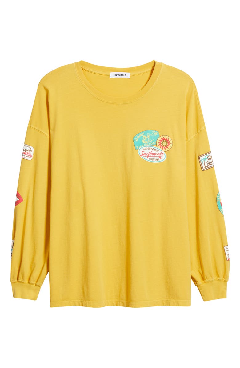 Daydreamer Surf Patches Long Sleeve Graphic T-Shirt, Alternate, color, Yellow Honey