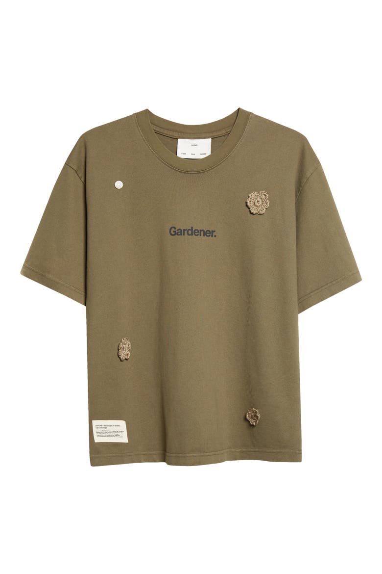 x Birkenstock The Gardener Crochet Flower Graphic T-Shirt, Alternate, color, OVERDYED ARMY GREEN