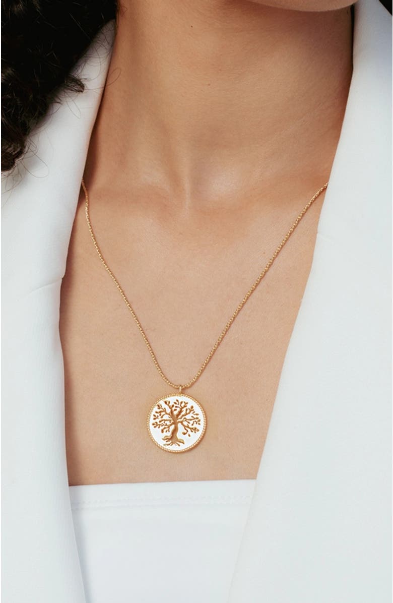 Rizen Jewelry Olive Tree Necklace, Alternate, color, 18K Gold Plated