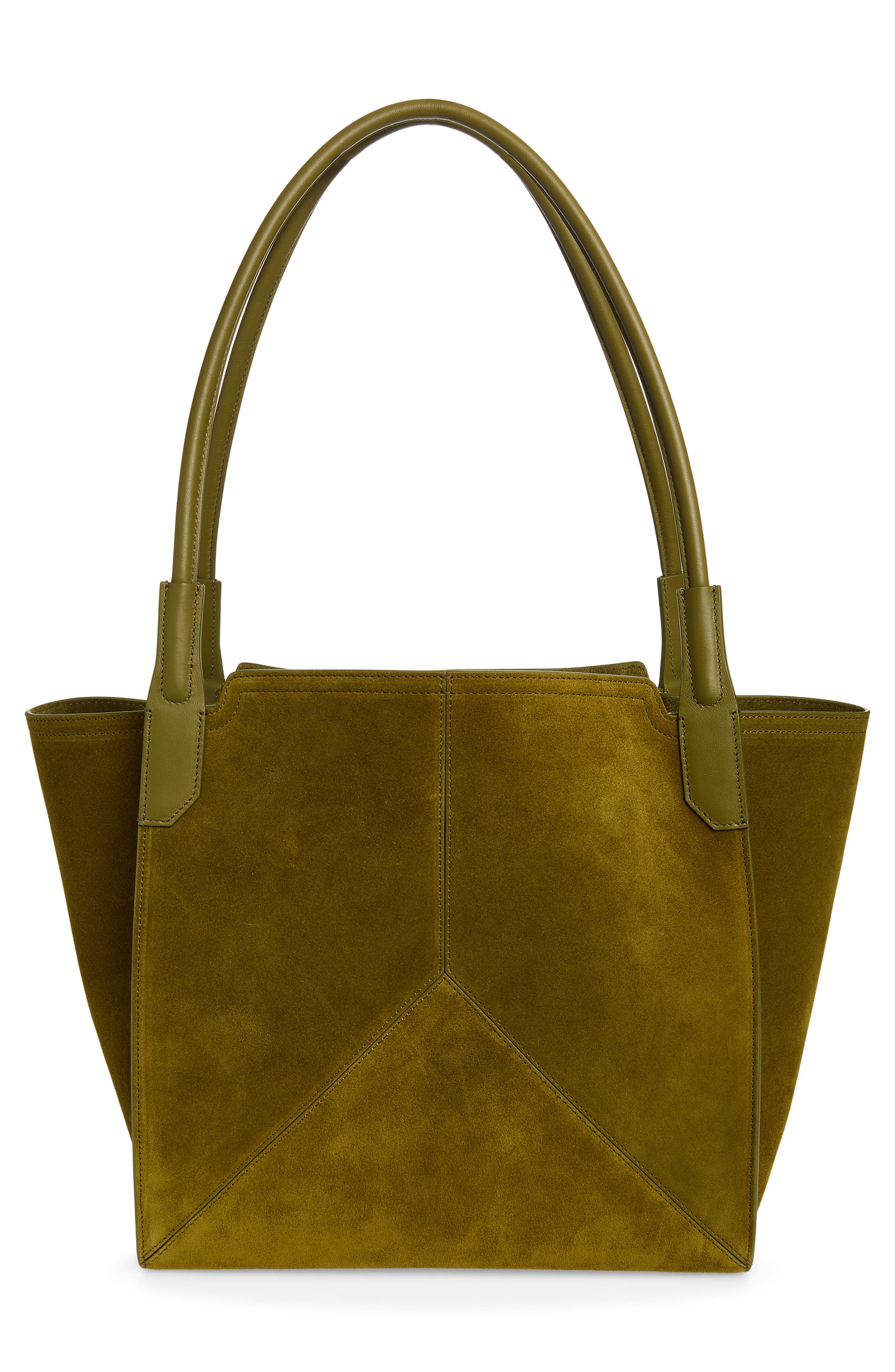 Victoria Beckham Small Victoria Suede Tote, Alternate, color, Cactus Green