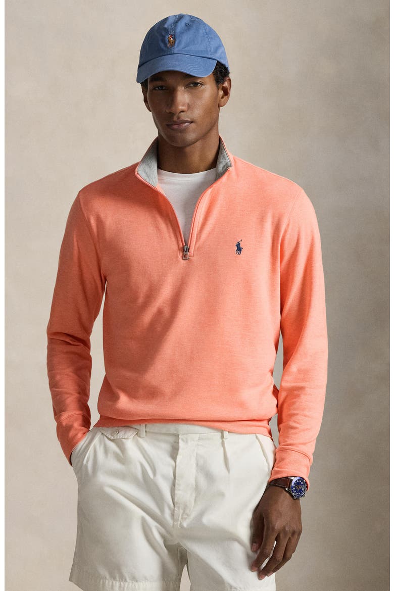 Jersey Quarter Zip Pullover, Alternate, color, SOFT ORANGE HEATHER