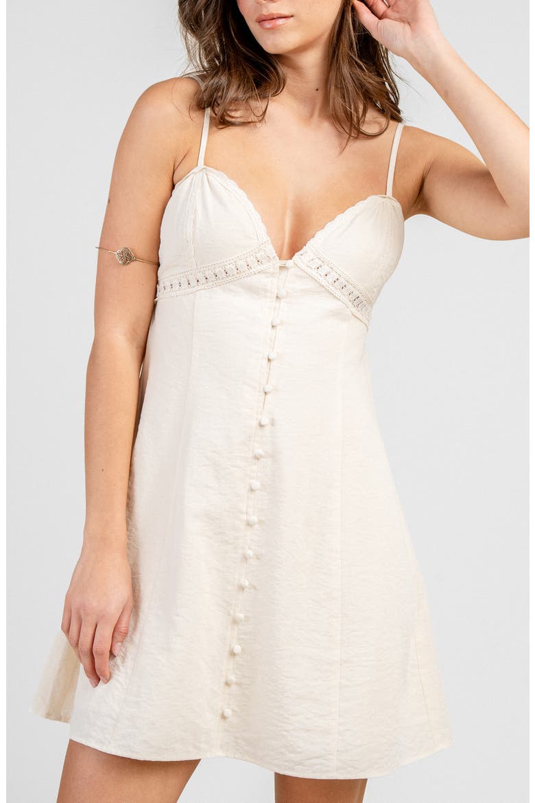 Button Front Embroidered Minidress, Alternate, color, CREAM