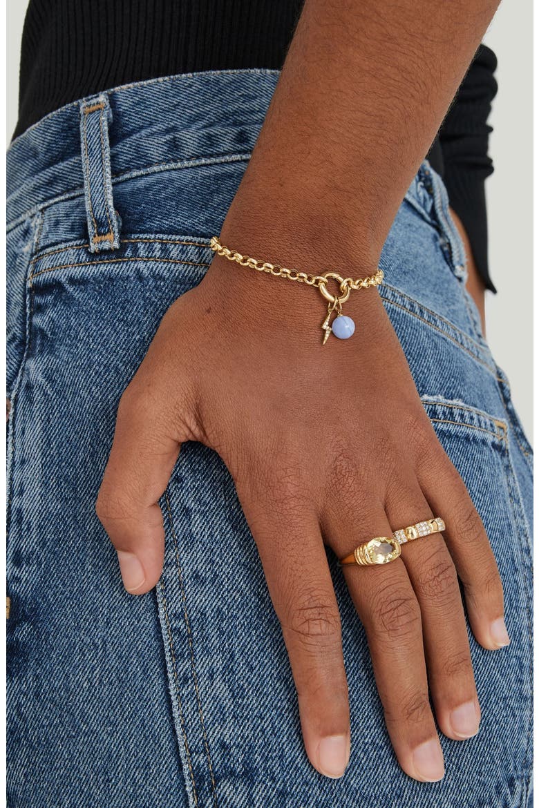 Rolo Chain Charm Bracelet, Alternate, color, Yellow Gold