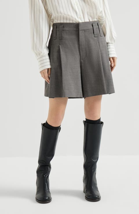 Tropical luxury wool formal shorts with monili