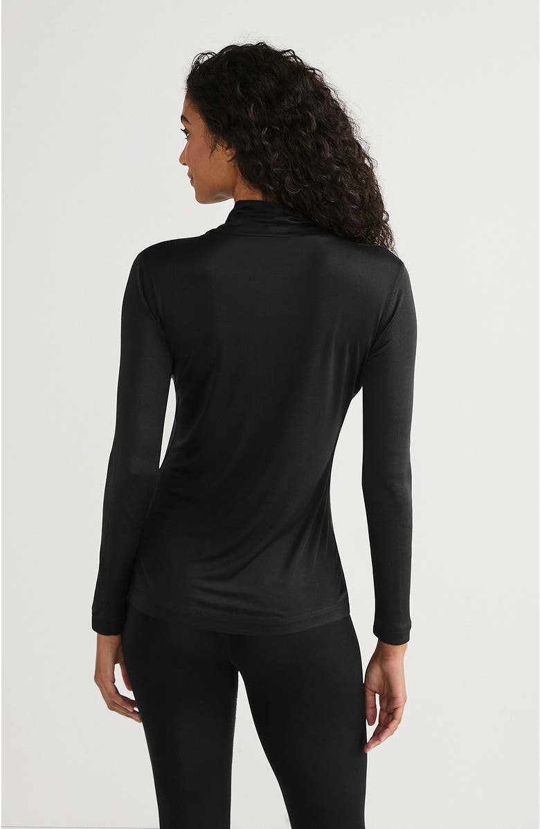 Lands' End Silk Interlock Turtleneck Long Underwear Top, Alternate, color, Black