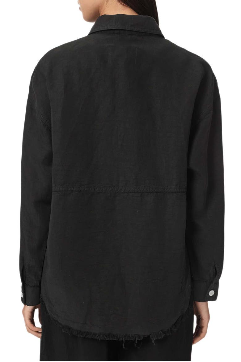 Hettie Linen Blend Shacket, Alternate, color, BLACK