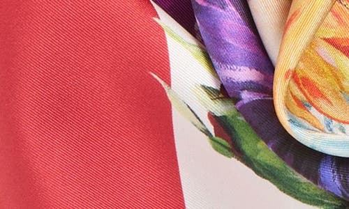 Dolce & Gabbana Dolce&gabbana Floral Print Silk Twill Square Scarf In Red