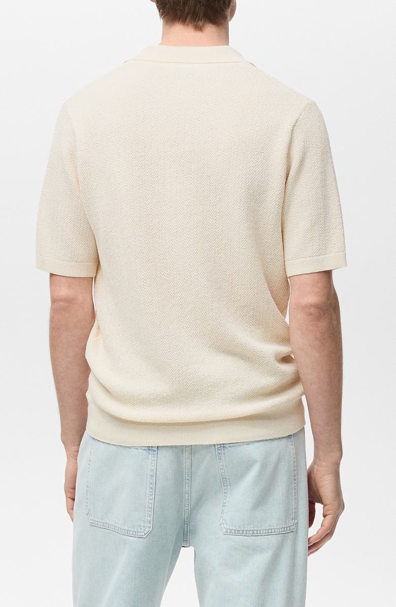MANGO Slim Fit Fine Knit Polo, Alternate, color, Ivory White