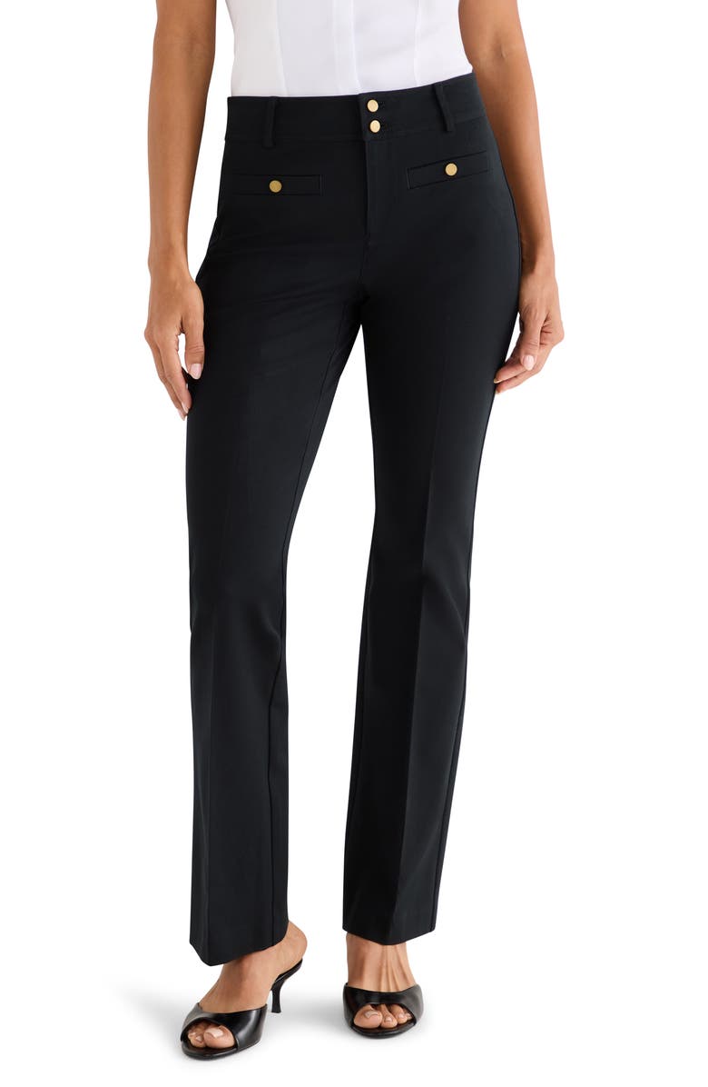 NIC+ZOE Plaza Demi Boot Stretch Cotton Blend Pants, Main, color, Black Onyx