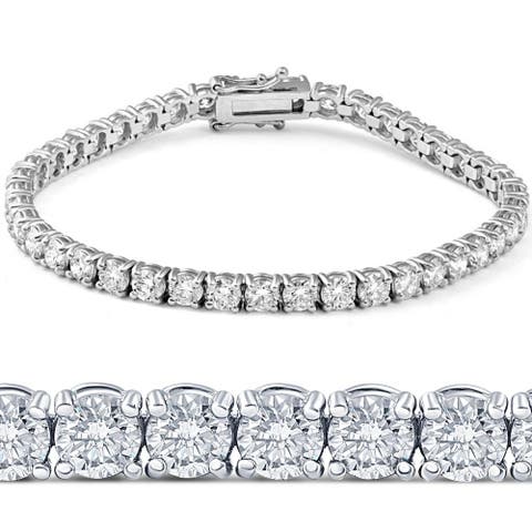 11ct Lab Grown Round Cut Diamond Tennis Bracelet 14K Gold 7"