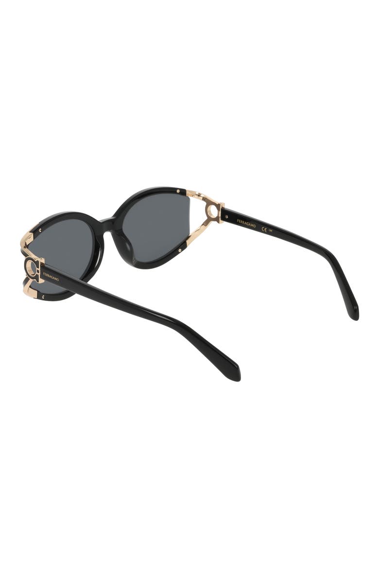 56mm Oval Sunglasses, Alternate, color, BLACK