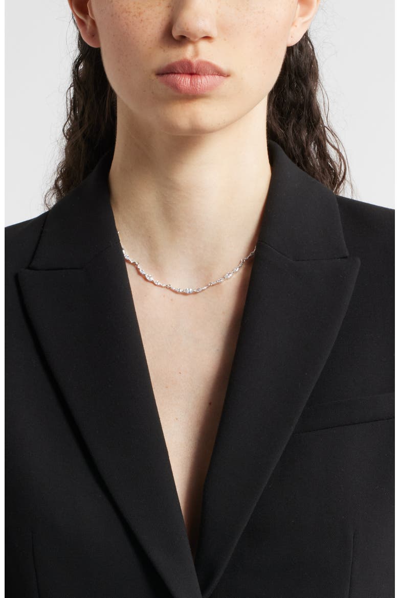 Dainty Cubic Zirconia Collar Necklace, Alternate, color, CLEAR- SILVER