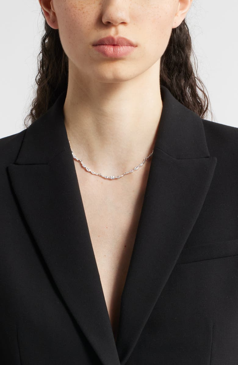 Nordstrom Dainty Cubic Zirconia Collar Necklace, Alternate, color, Clear- Silver