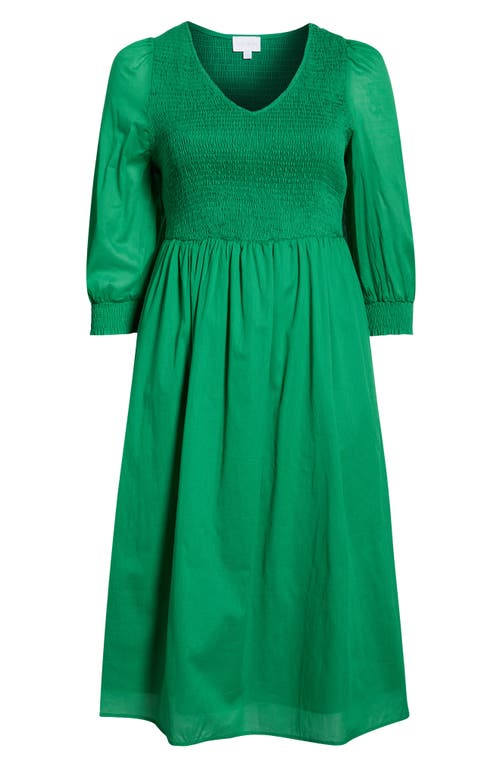SUGARLIPS Zelda Smocked Long Sleeve Maxi Dress in Kelly-Green 