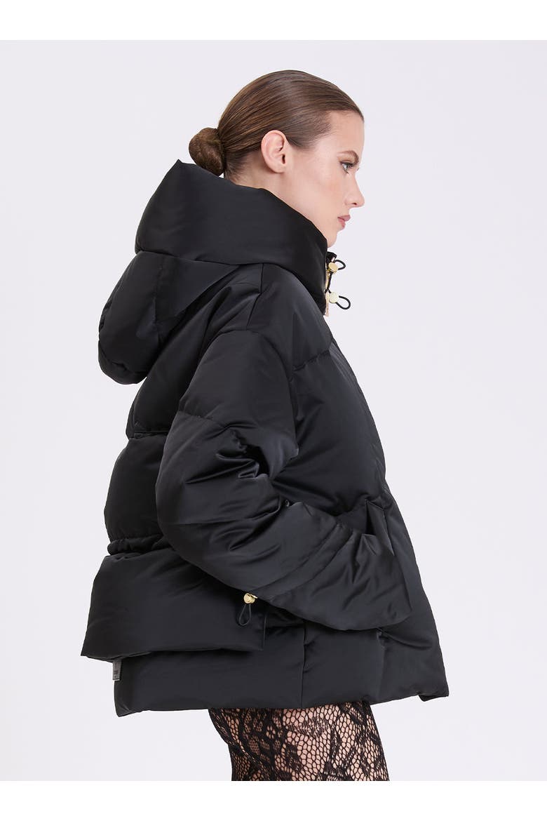 Montague Satin Puffer Jacket, Alternate, color, Black